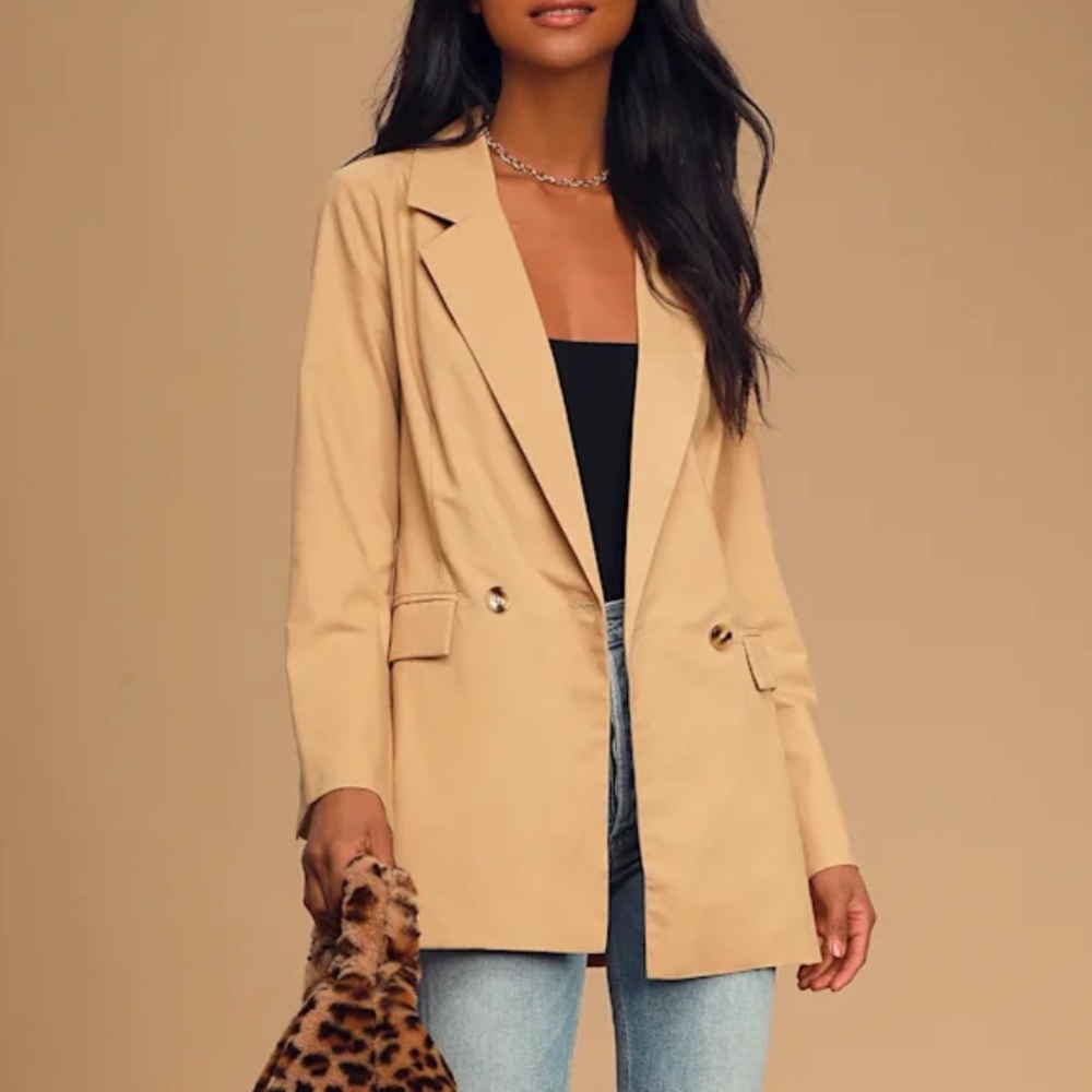 Charlie Holiday Tan Double Breasted Blazer